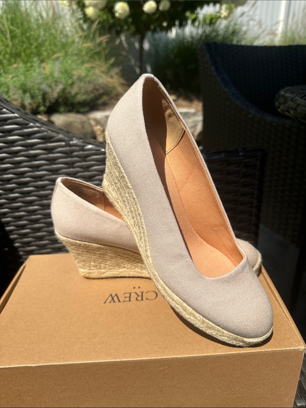 J. Crew Canvas Espadrille Wedge in Beige